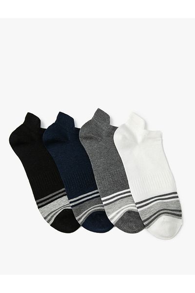 Koton Ciorapi papuci cu dungi Set de 4 amestecuri de bumbac multicolore