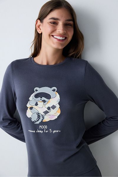 Penti Sleep Mood Thermal Grey T-Shirt-Pyjama-Oberteil