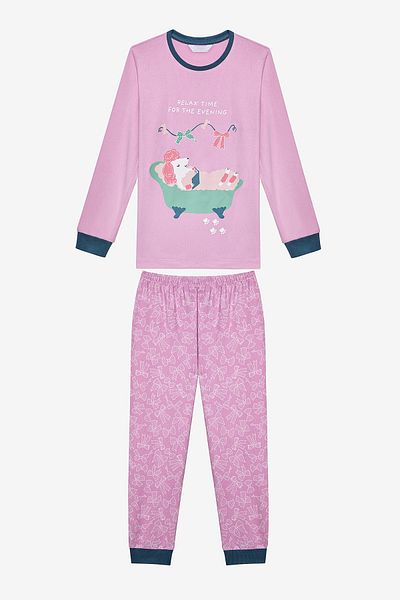 Penti Girl's Relax Time Thermal Flieder-Pyjama-Set