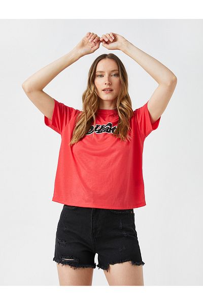 Koton Slogan Printed T-Shirt Short Sleeve Crew Neck