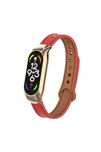 halkhouse Xiaomi Mi Band 7 Deri Suni Kordon Metal Tokalı Kayış