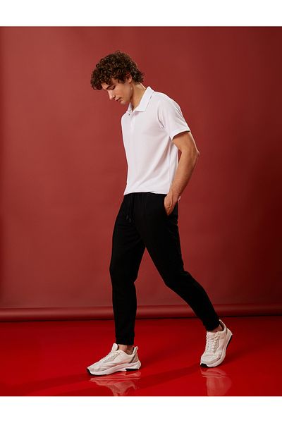 Koton Tricou sport, gât polo, buton, mânecă scurtă, cu uscare rapidă