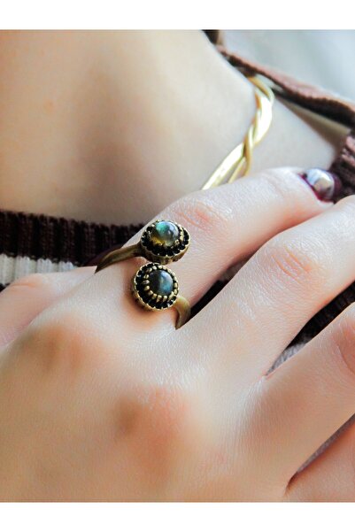 esha اللابرادوريت الحجر الطبيعي المزدوج - حلقة قابلة للتعديل euy25lbt