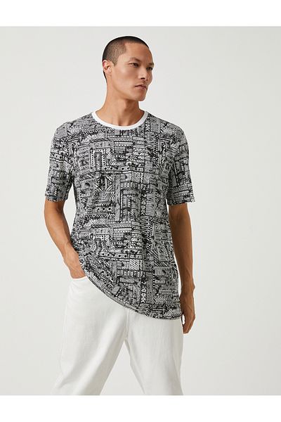 Koton Ethnic Printed T-Shirt Crew Neck Short Sleeve