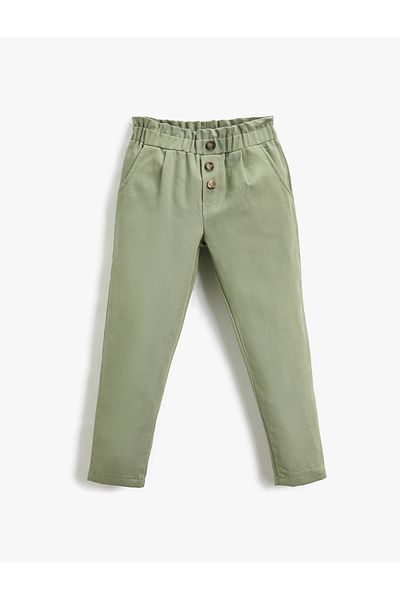 Koton Elastic Waist Button Detailed Trousers with Pockets