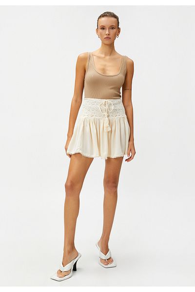 Koton Crochet Detailed Mini Skirt