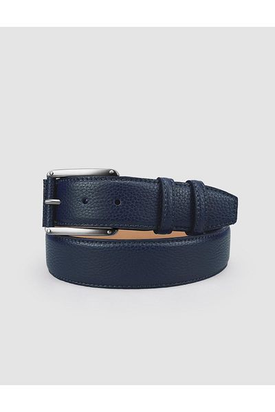 Cabani 100% Genuine Leather Navy Blue 4 cm Men's Casual Belt