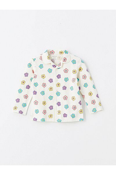 LC Waikiki Lcw Baby Printed Polo Collar Short Sleeve Floral Baby Girl Pajamas Set