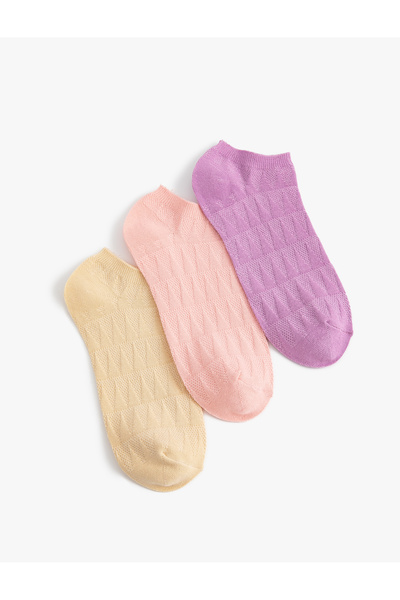 Koton Комплект от 3 чифта чорапи с текстуриран геометричен мотив