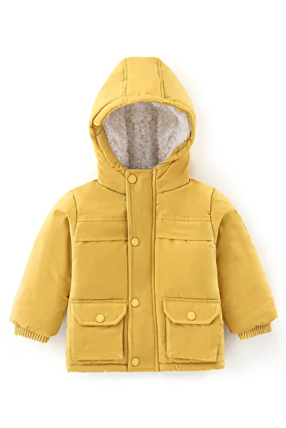 Babyhug Full Sleeves Hooded & Padded Jacket Solid- Mustard