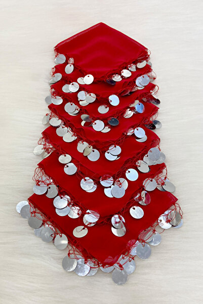 ZEYMERADE منديل شيفون أحمر فضي 10 قطع، العروس والعريس وحفلات الزفاف والحناء و...