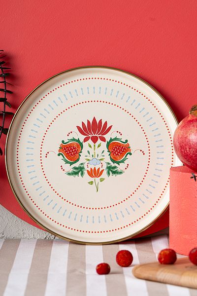Emsan Pomegranate Enamel Cake Plate 21 cm