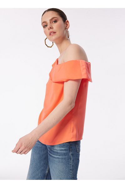 Sisley Wide Collar Coral Women's Blouse 51Mglh017