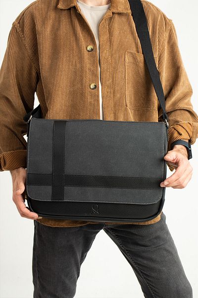 By Hakan Mega 418 Geantă Messenger din pânză UNISEX Geanta cu curea Geanta de umar NEGRU-NEGRU