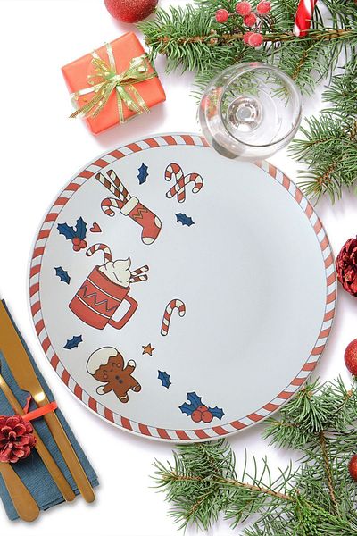 Keramika Cute New Year's Christmas Serving Plate - 26 cm 21655