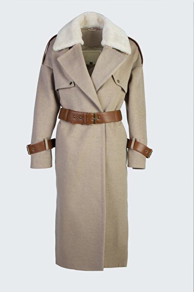 Valmenti Kadın Sütlü Kahve Kurk/derı/kumas Manto