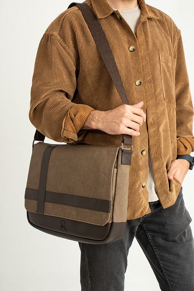By Hakan Mega 418 UNISEX платнена чанта през рамо - Чанта за рамо и през рамо, КАФЯВА