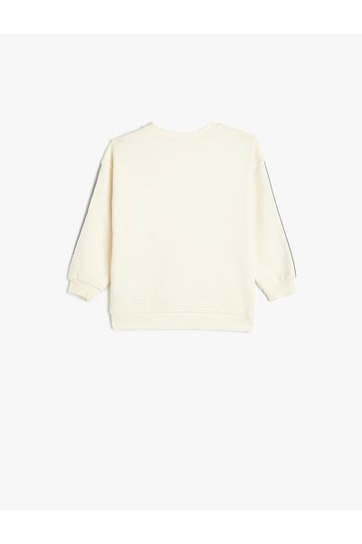 Koton Sweatshirt Crew Neck Long Sleeve Stripe Detailed Cotton