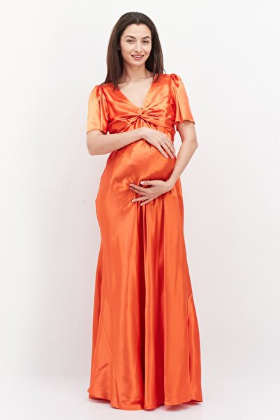 Lıttle Mıstress Maternity Plain Maxi Dress, Bright Orange