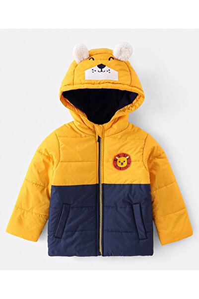 Babyhug هوديي منسوج بأكمام طويلة مطرز على شكل أسد - أصفر