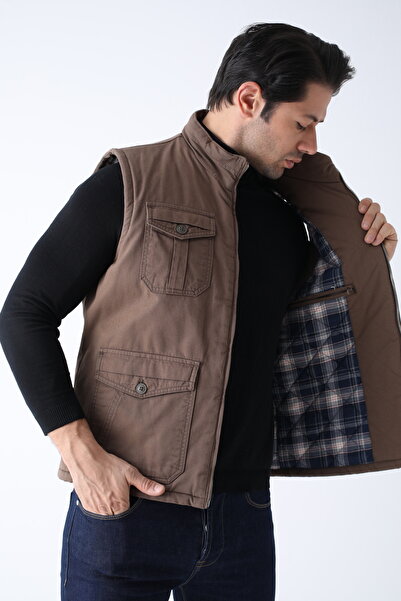 Cordial Ανδρικό χειμερινό γιλέκο βιζόν με βαμβακερή επένδυση με τέσσερις τσέπες