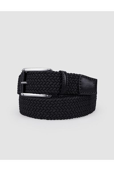 Cabani Knitwear Black Knitted Detailed 4 cm Men's Casual Belt