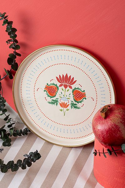 Emsan Pomegranate Enamel Cake Plate 21 cm