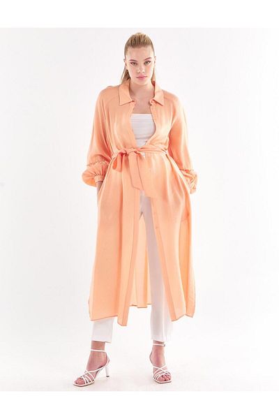 Kayra Stone Embroidered Tasseled Tunic Peach