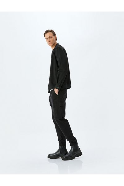 Koton Cargo Pocket Λεπτομερές Jogger Μαύρο Ανδρικό Παντελόνι 5sam40005hw