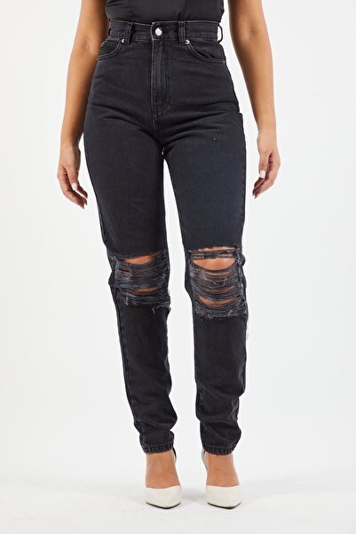 Dr.Denim Women Regular Fit Washed Ripped Non Stretchable Jeans, Black