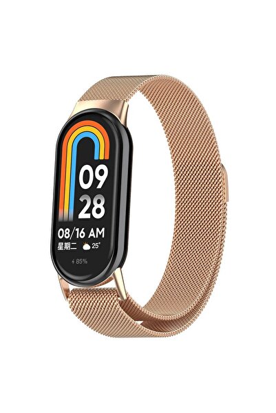 Tagomoon Mi Band 8 , Mi Band 9 Ve Mi Band 10 Ile Uyumlu Kordon Hasır Örgü Metal Mıknatıslı Kayış