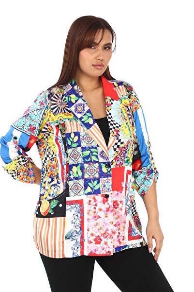 Lady Majestic Colorful Satin Large Size Women's Jacket - 44708