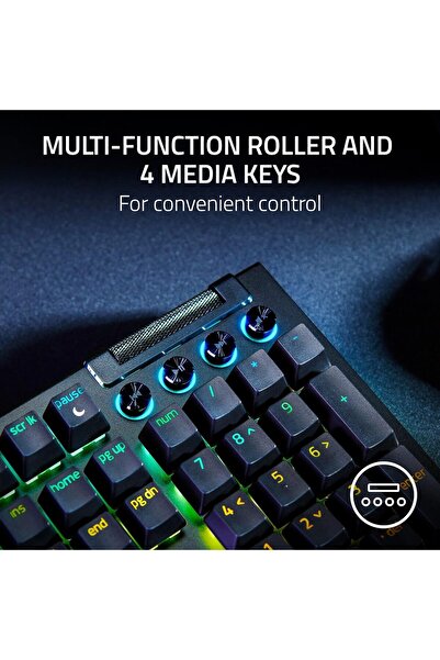 RAZER BlackWidow V4 Mechanical Gaming Keyboard-Green Switches, Wired,Multi-Function Roller, 6 Macros