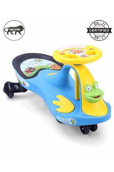 Babyhug سيارة أرجوحة Babyhug Froggy Gyro مع أضواء موسيقية، معتمدة من EN 71، زرقاء، سيارة ملتوية متينة