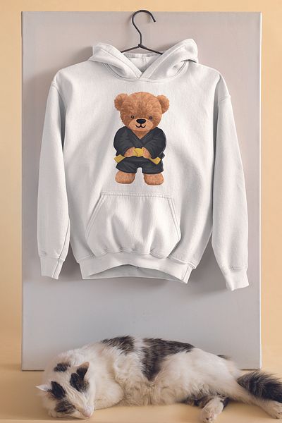 ADABEBEK Hanorac pentru copii unisex oversize cu imprimeu Tekvandocu Bear