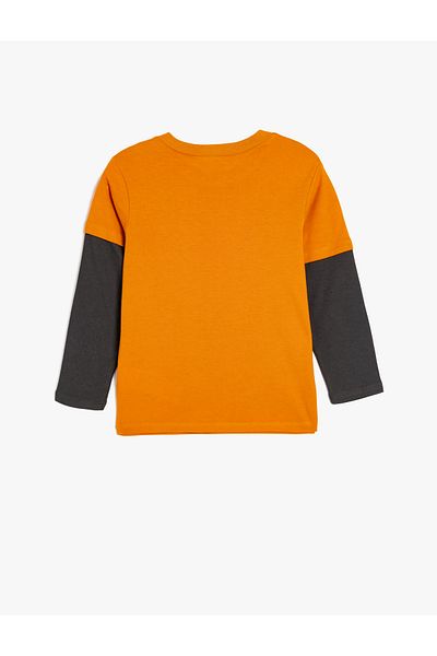 Koton Cotton Long Sleeve Guitar Printed Crew Neck T-Shirt