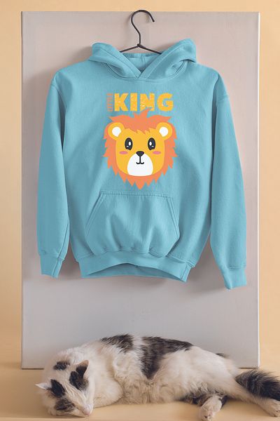 ADABEBEK Unisex Παιδική μπλούζα με στάμπα Little King Leon Oversize