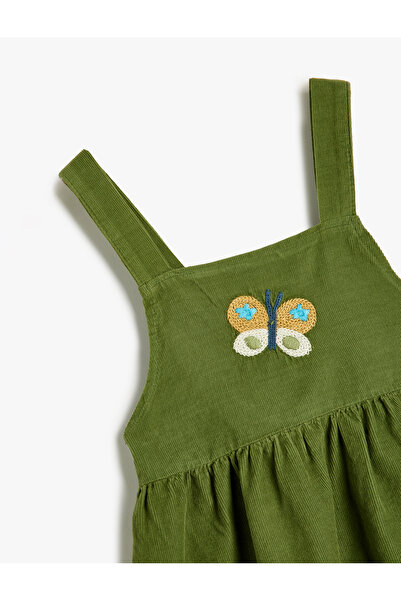 Koton Kadife Salopet Elbise Fitilli İşleme Detaylı Pamuklu