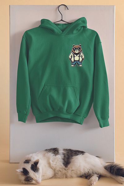 ADABEBEK Trend Premium I'm Fine - Детски суитшърт Oversize с очила и щампа на плюшено мече 22515