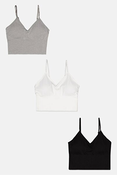 Marilyn Monroe Women 3 Pair Plain Lightly Padded Bralette, Black