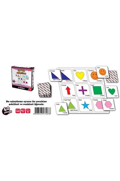 Anatolian Puzzle Shapes and Colors - 40 Pieces Educational Matching Bingo Game 7407