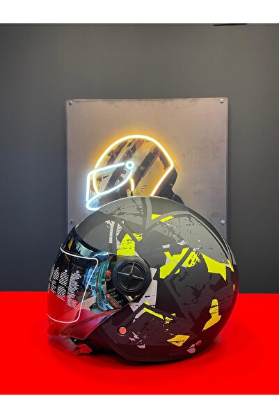 MTS Ns Motor'dan MTS FX-101L Neon Camo Çene Açık Kask