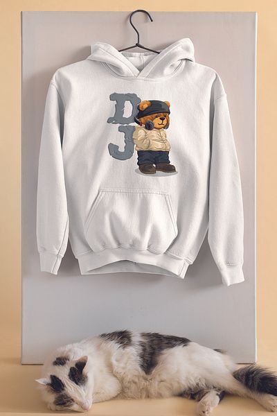 ADABEBEK Παιδικό φούτερ Unisex Oversize DJ Bear με στάμπα
