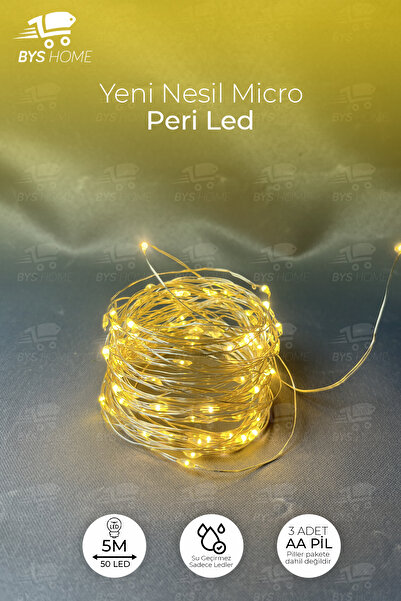 BYSHOME Peri Led Işık 5 Metre Sarı Pilli