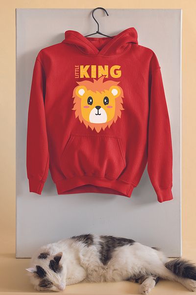 ADABEBEK Детски суитшърт с щампа Little King Leon унисекс