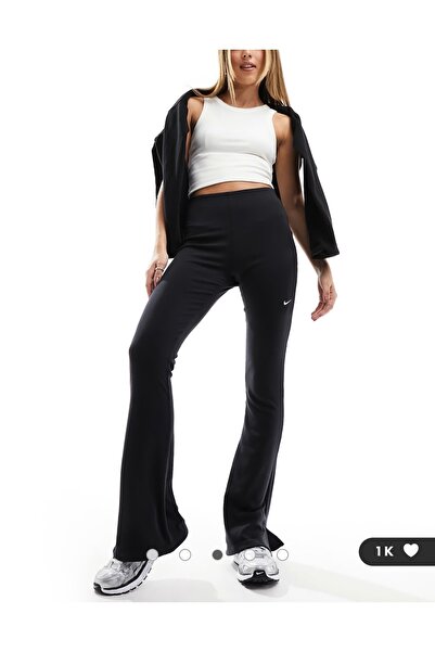 Nike Sportswear Chill Knits Fitilli Bol Paça Siyah Kadın Tayt