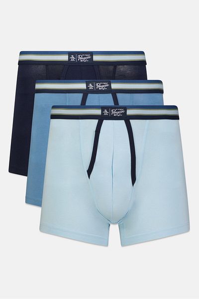 PENGUİN Men 3 Pc Textured Boxer Briefs, Navy Blue