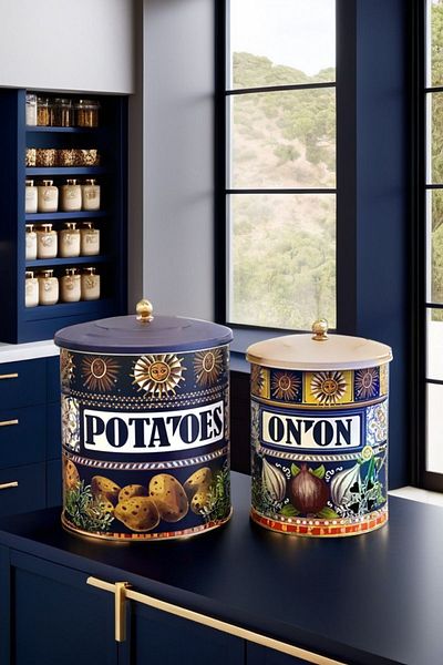 Arma House La Dolce Vita - Sicilian Inspired Metal Potato Onion Bucket and Crisper Basket 28*22-2