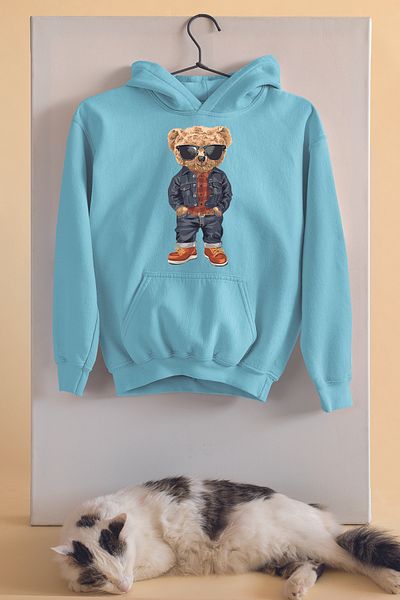 ADABEBEK Hanorac pentru copii unisex oversize cu imprimeu urs