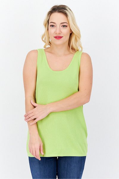 Jones of New York Women Round Neck Sleeveless Plain Tank Top, Green